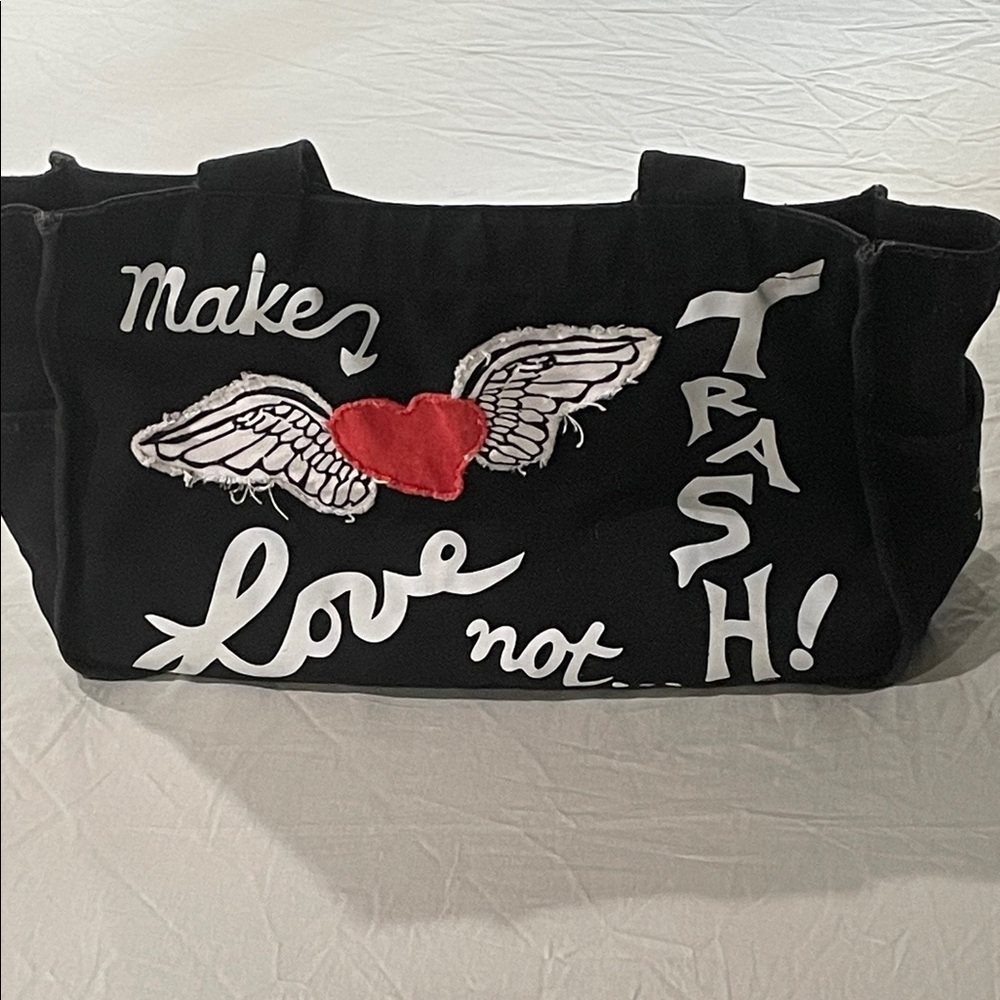 Black Canvas Tote Bag with pockets